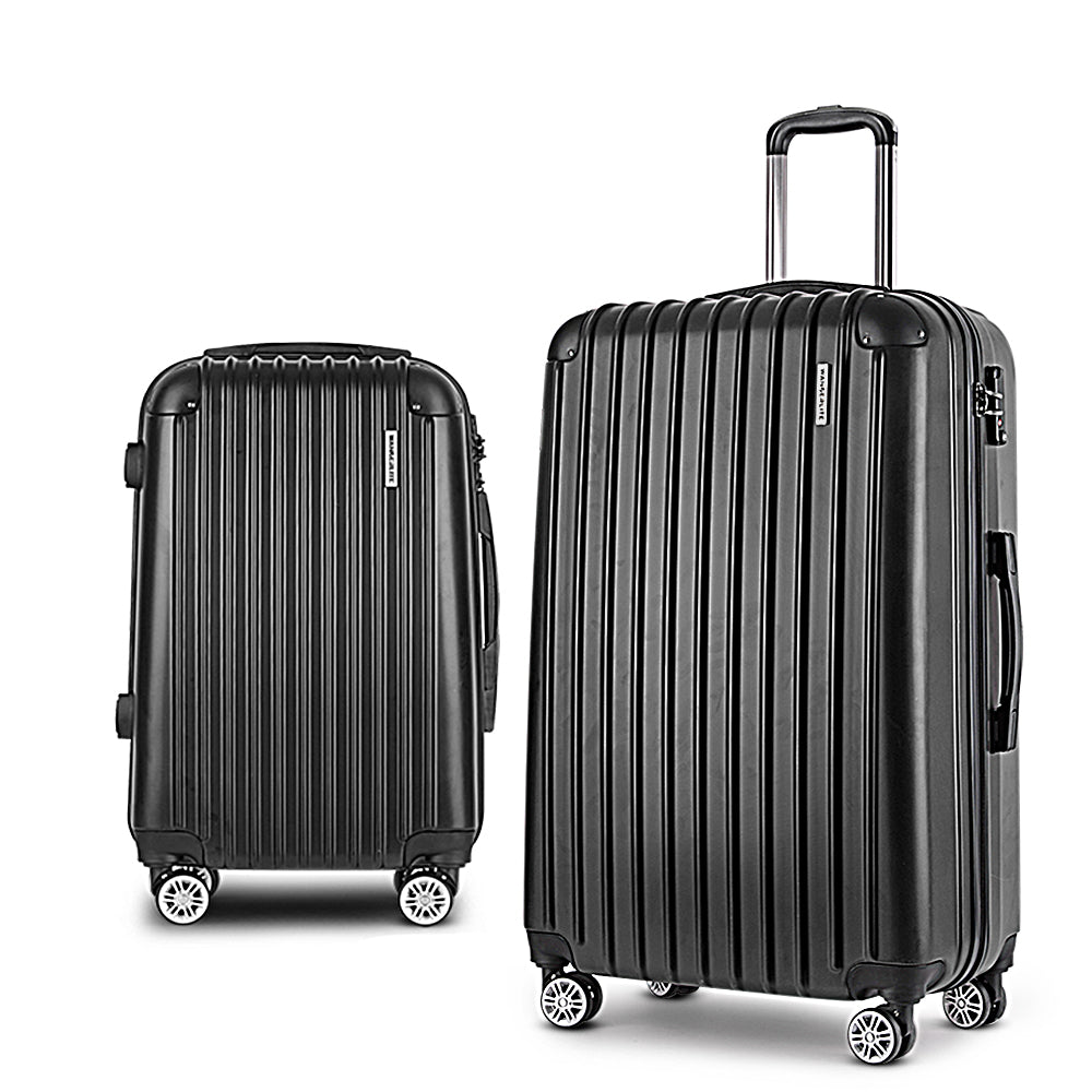 Wanderlite 2-Piece Luggage Set 20in 28in Hard Shell Black