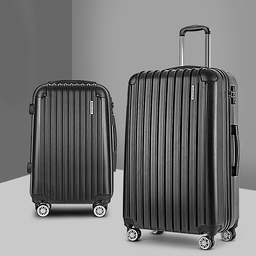 Wanderlite 2 Piece Hard Shell Luggage Set 20in 28in Black