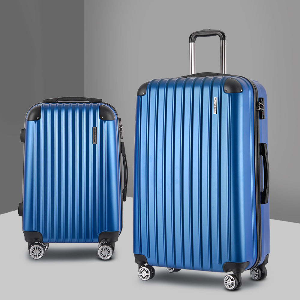 Wanderlite 2 Piece Hard Shell Luggage Set 20-28 Inch Blue