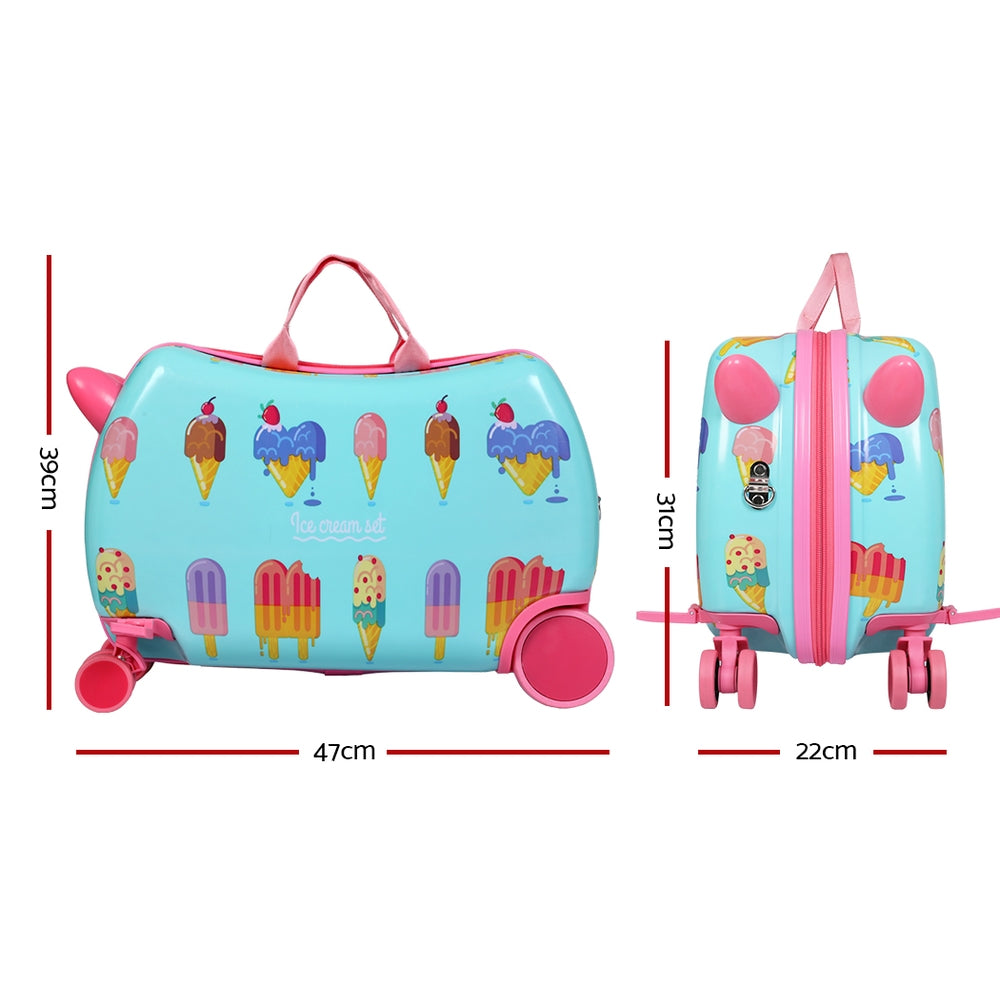 Wanderlite 17" Kids Ride On Suitcase Multi-Coloured Ice Cream Design