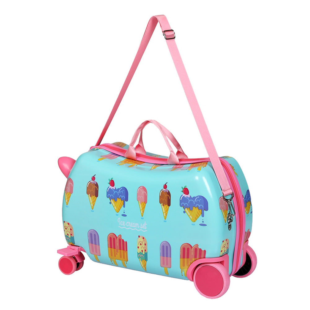 Wanderlite 17" Kids Ride On Suitcase Multi-Coloured Ice Cream Design