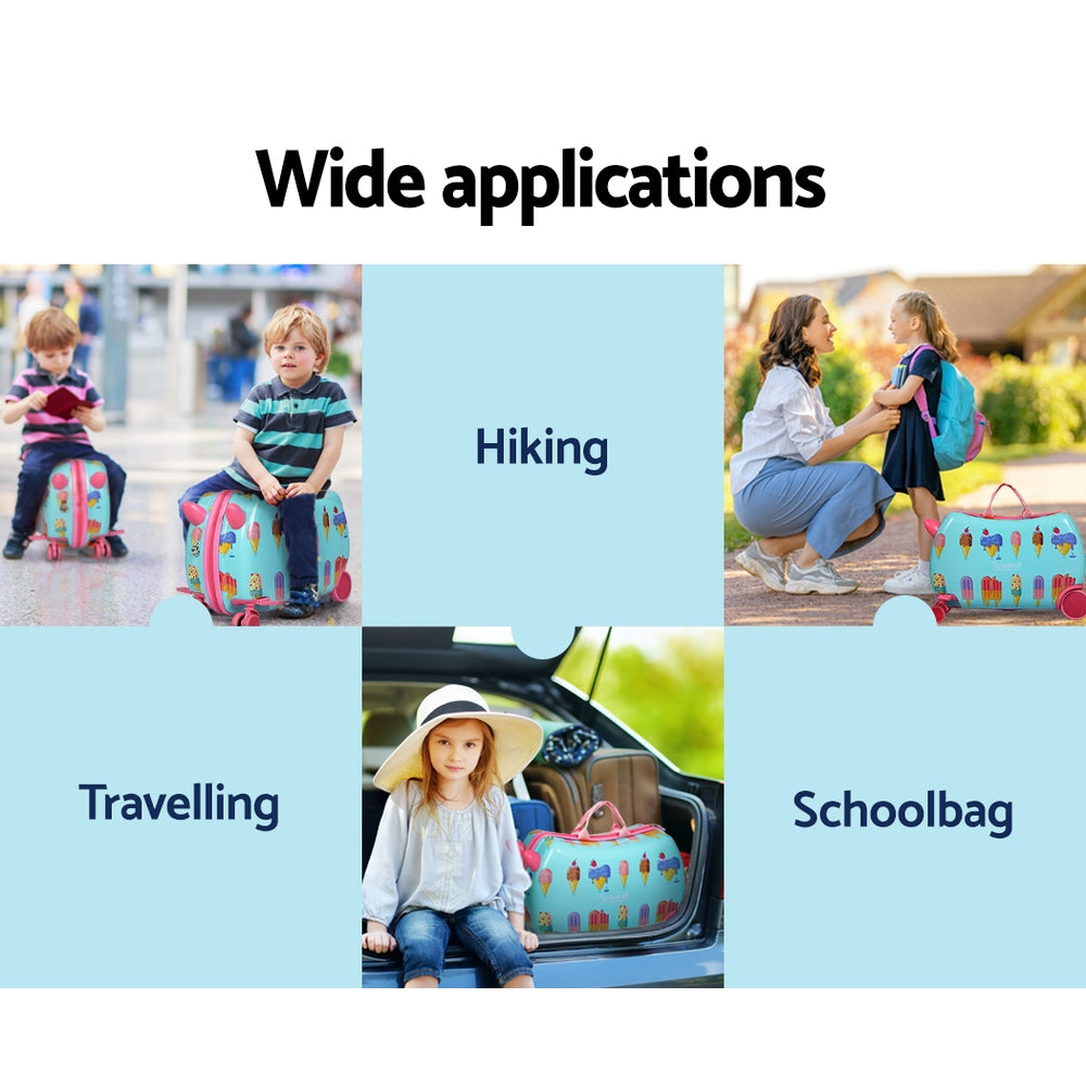 Wanderlite 17" Kids Ride On Suitcase Multi-Coloured Ice Cream Design