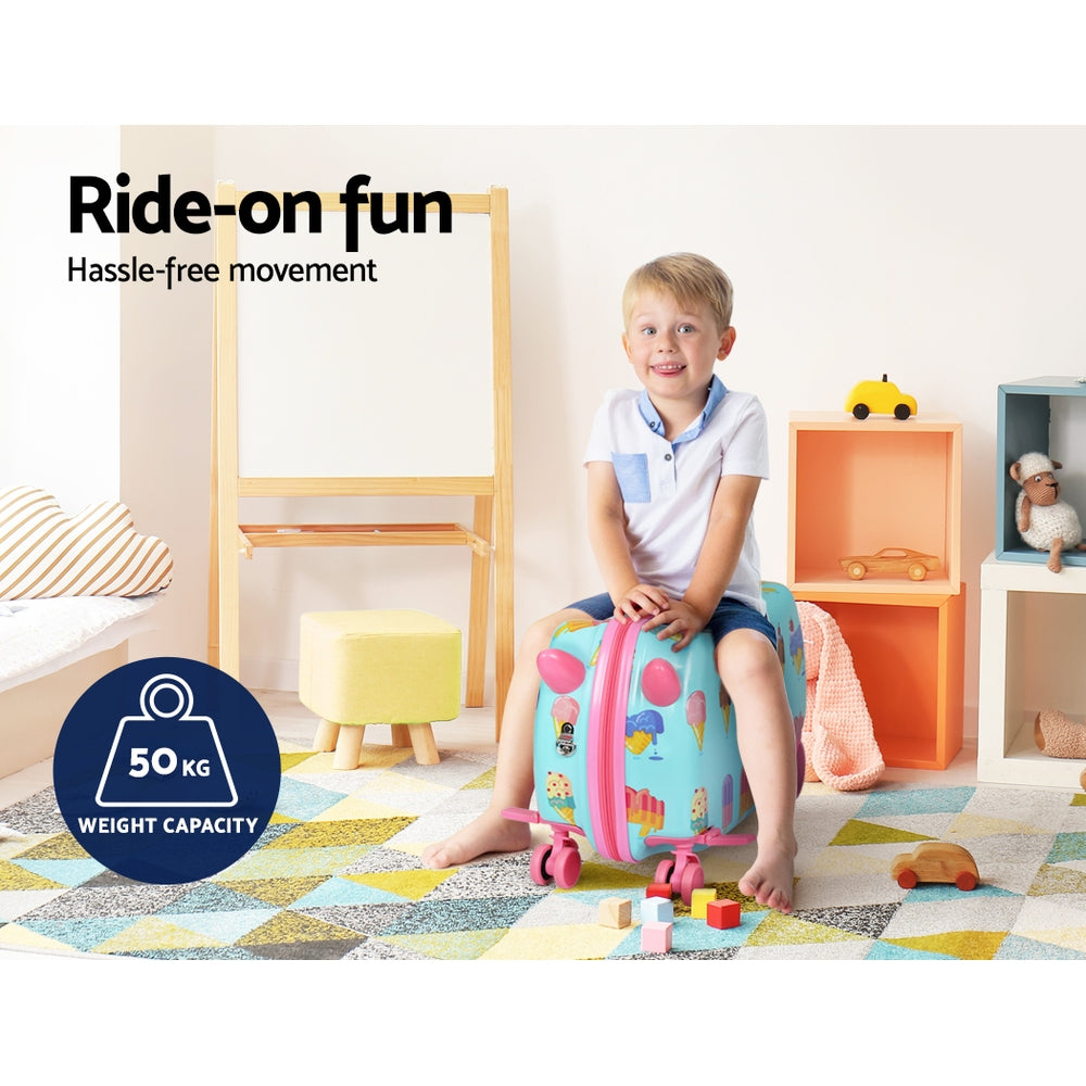 Wanderlite 17" Kids Ride On Suitcase Multi-Coloured Ice Cream Design