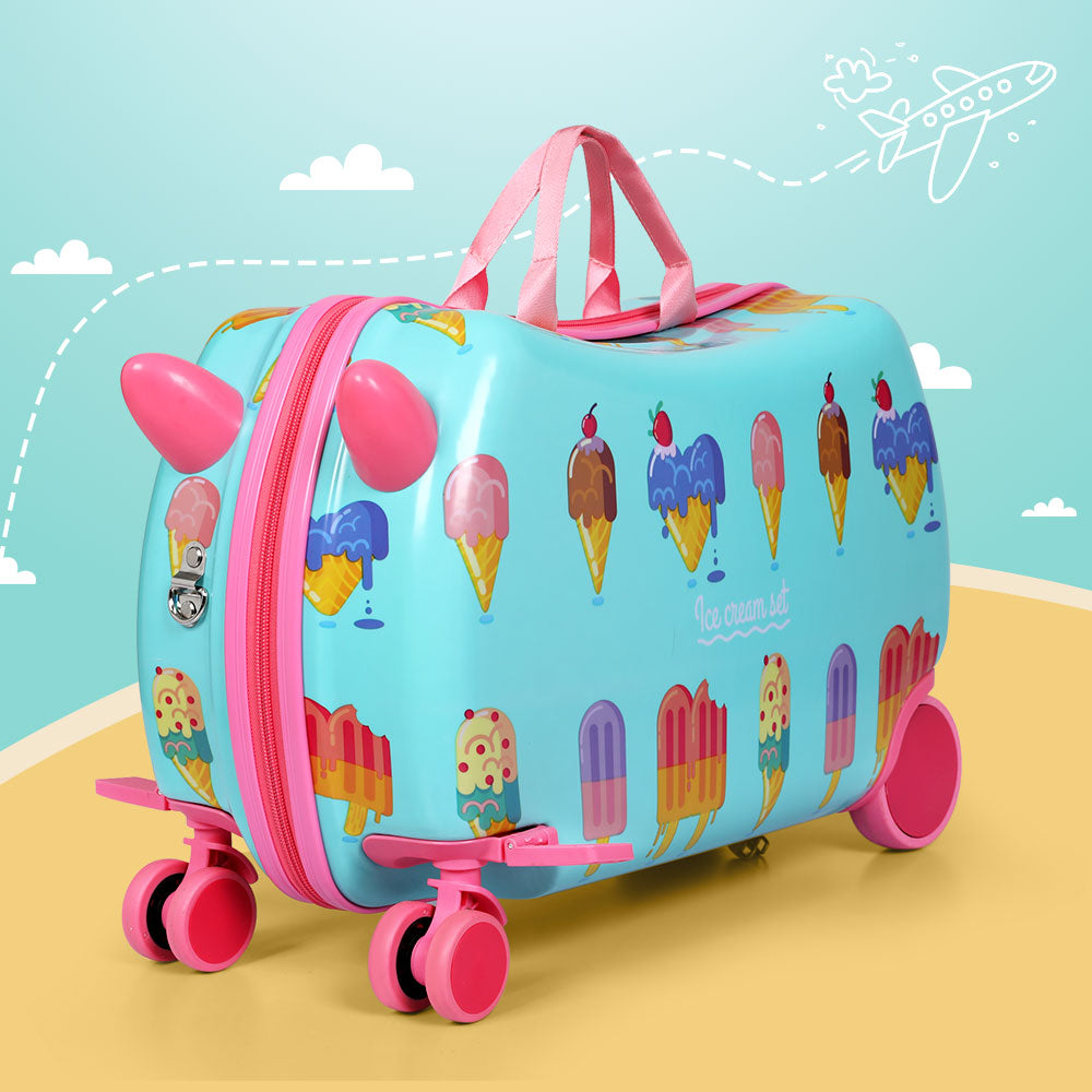Wanderlite 17" Kids Ride On Suitcase Multi-Coloured Ice Cream Design