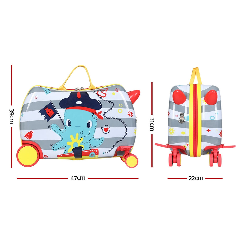 Wanderlite 17" Kids Ride-On Suitcase Trolley Multi-Coloured Octopus