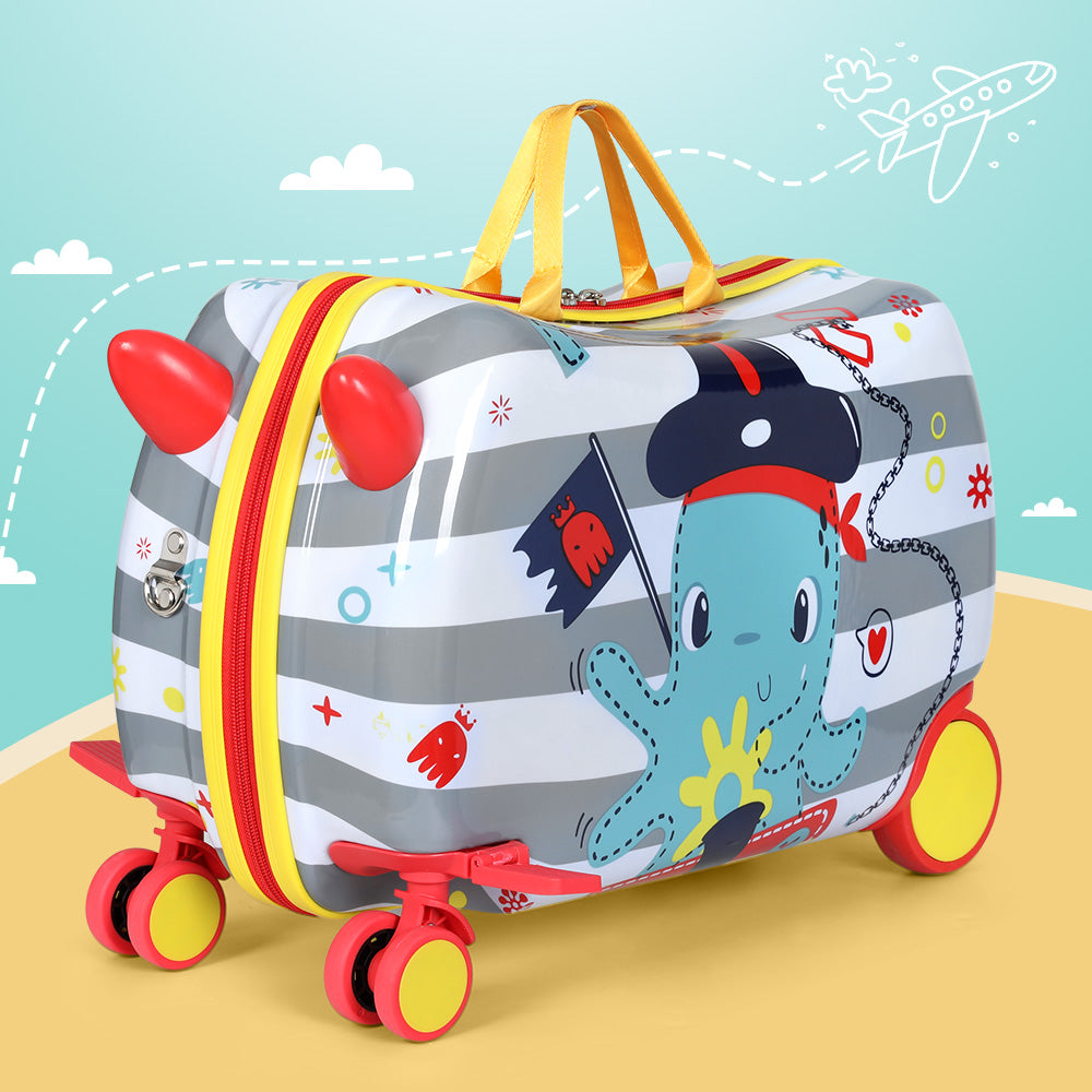 Wanderlite 17" Kids Ride-On Suitcase Trolley Multi-Coloured Octopus