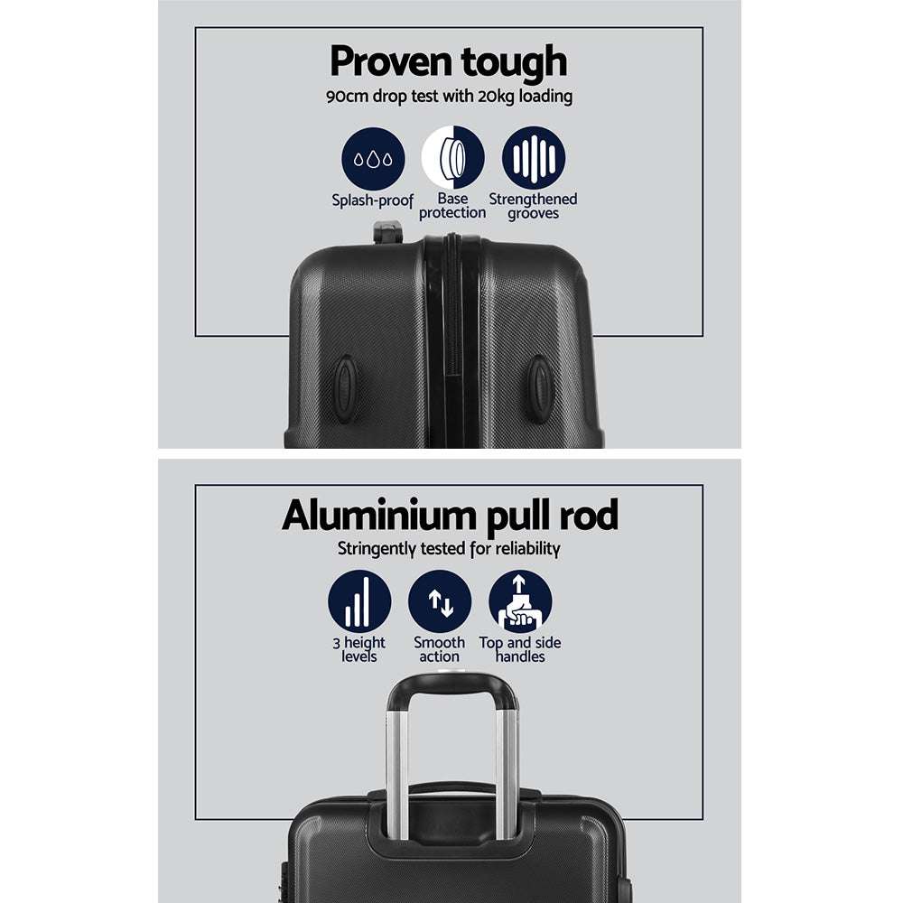 Wanderlite 2pc Luggage Set 20-28" Hard Shell Spinner Suitcase TSA Lock Black