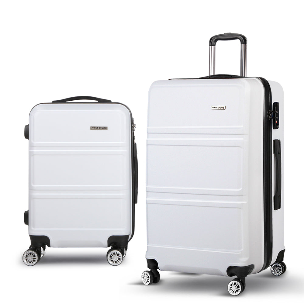 Wanderlite 2pc Luggage Set 20" 28" TSA Lock Spinner Hard Shell White