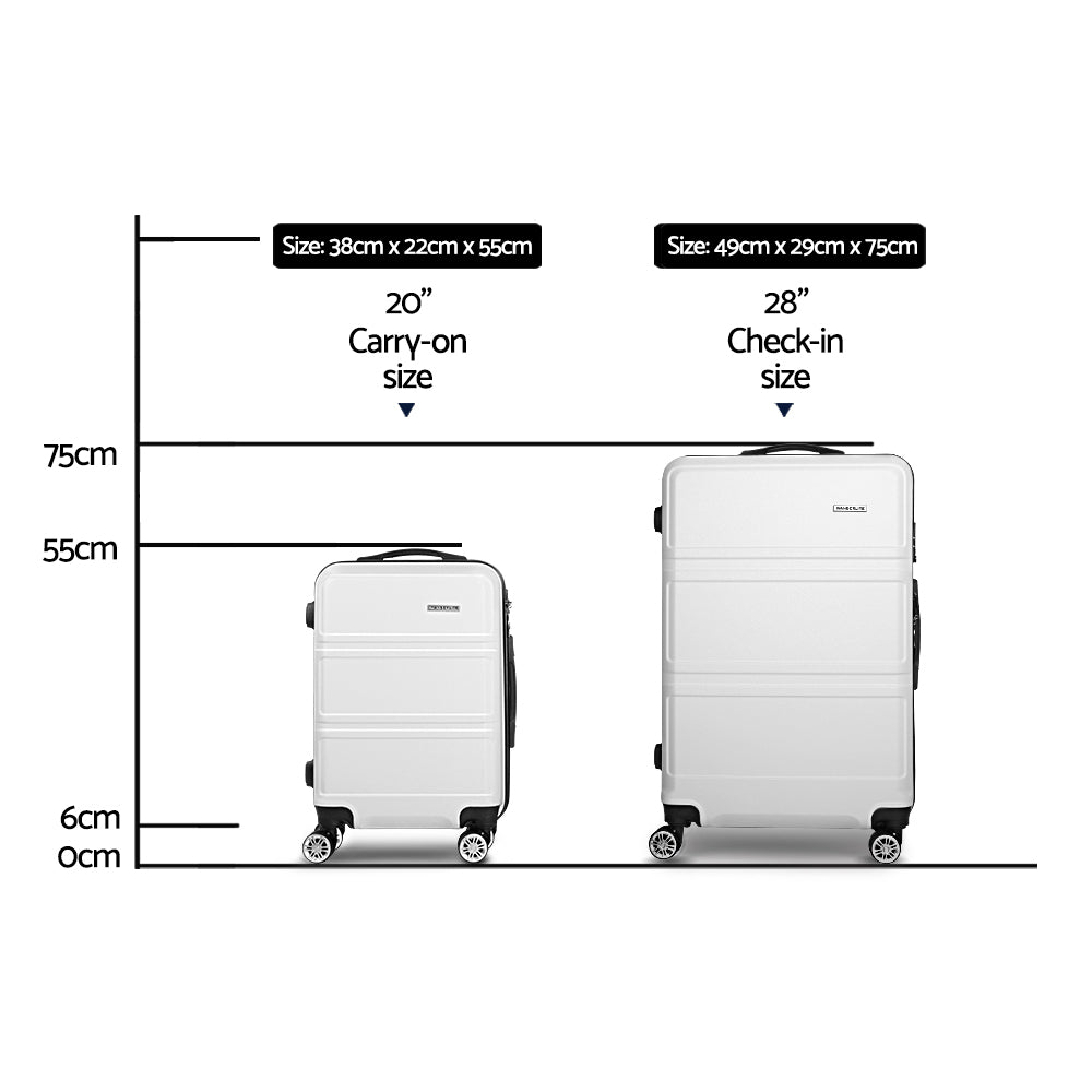 Wanderlite 2pc Luggage Set 20" 28" TSA Lock Spinner Hard Shell White