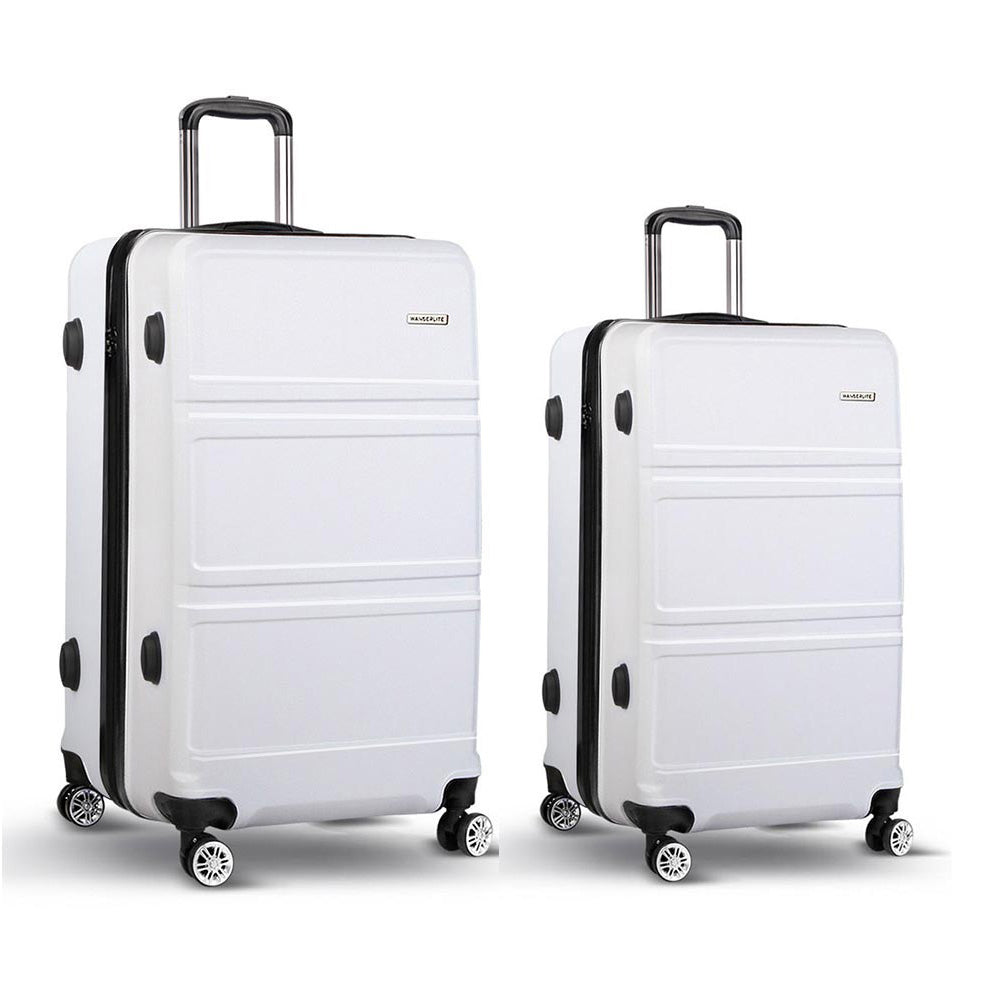 Wanderlite 2pc Luggage Set 20" 28" TSA Lock Spinner Hard Shell White