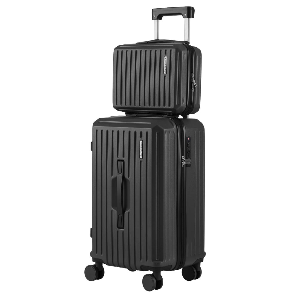 Wanderlite 2 Piece Trunk Luggage Set 12" 20" Black