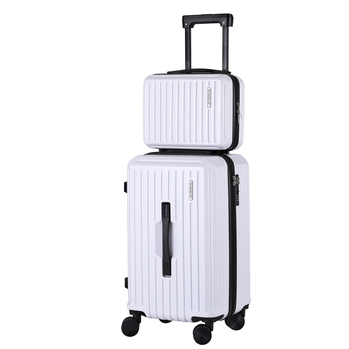 Wanderlite 2 Piece Trunk Luggage Set Suitcase 12" 20" White