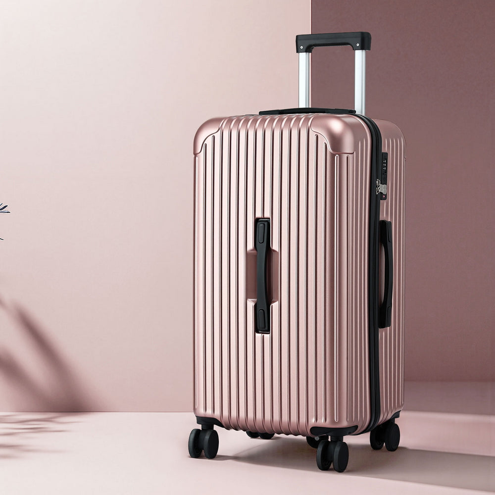 Wanderlite 28" Trunk Luggage 5 Wheels USB Type-C TSA Rose Gold