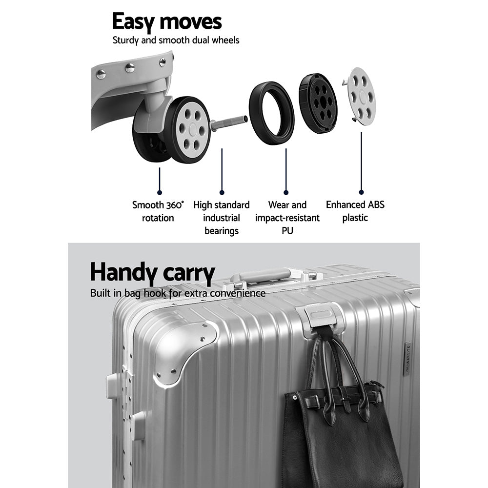 Wanderlite 28" Luggage TSA Lock Hard Shell Silver