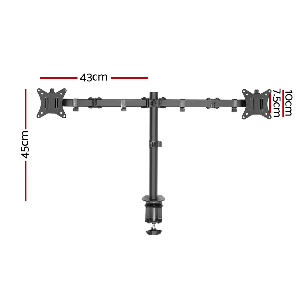Artiss Dual Monitor Arm Desk Mount Bracket Black