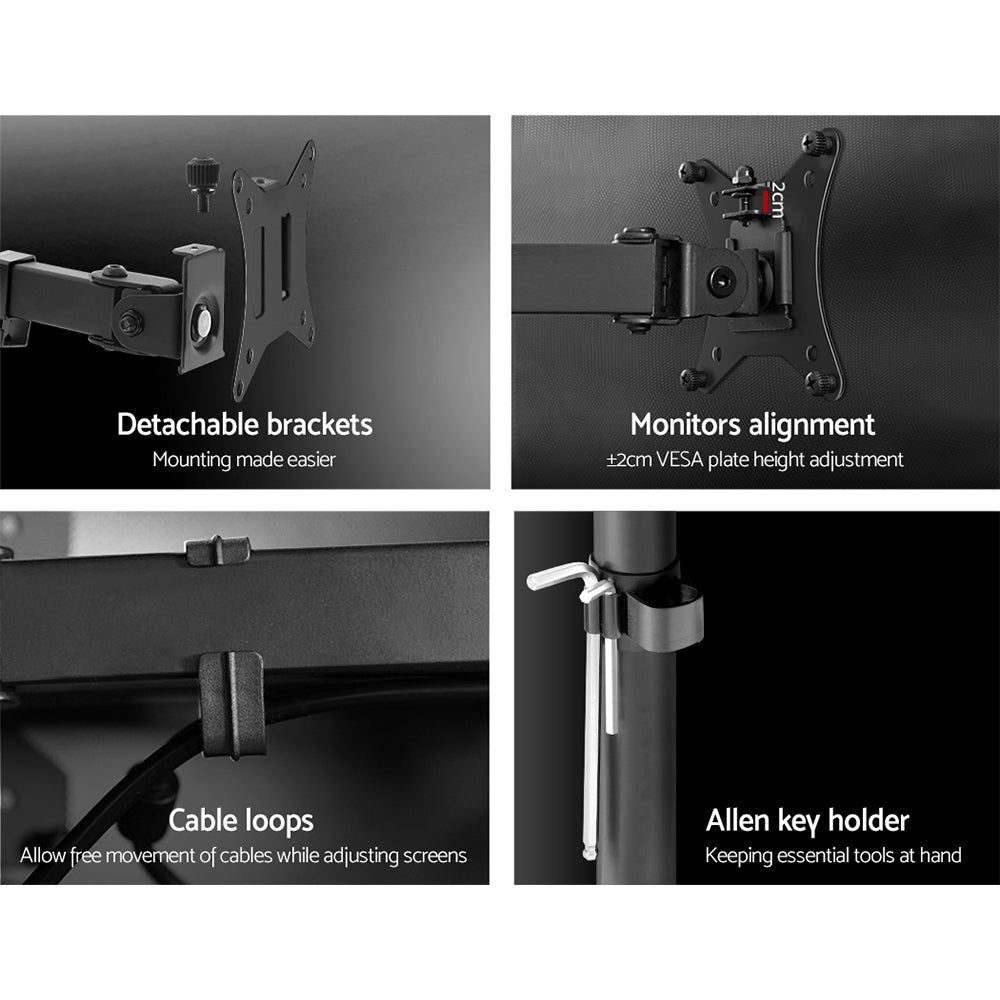 Artiss Dual Monitor Arm Desk Mount Bracket Black