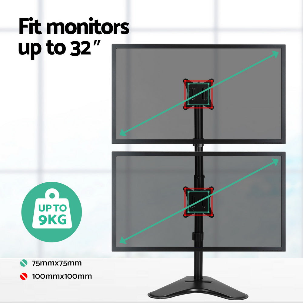 Artiss Dual Monitor Arm Stand Freestanding Black
