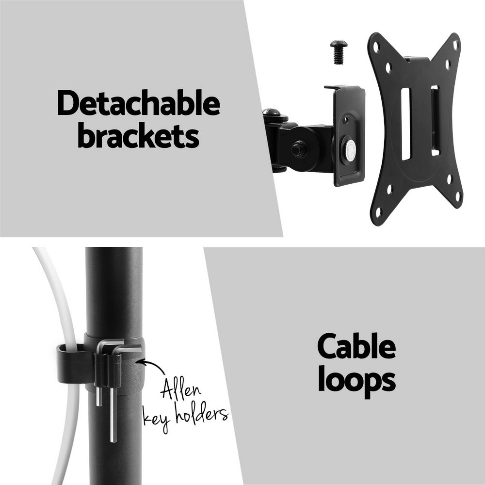 Artiss Dual Monitor Arm Stand Freestanding Black