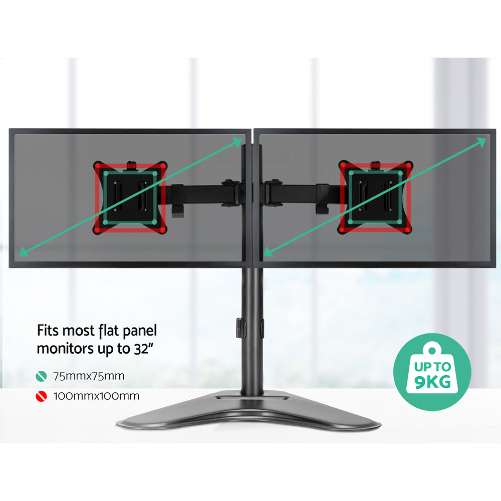 Artiss Dual Monitor Arm Stand Adjustable Black
