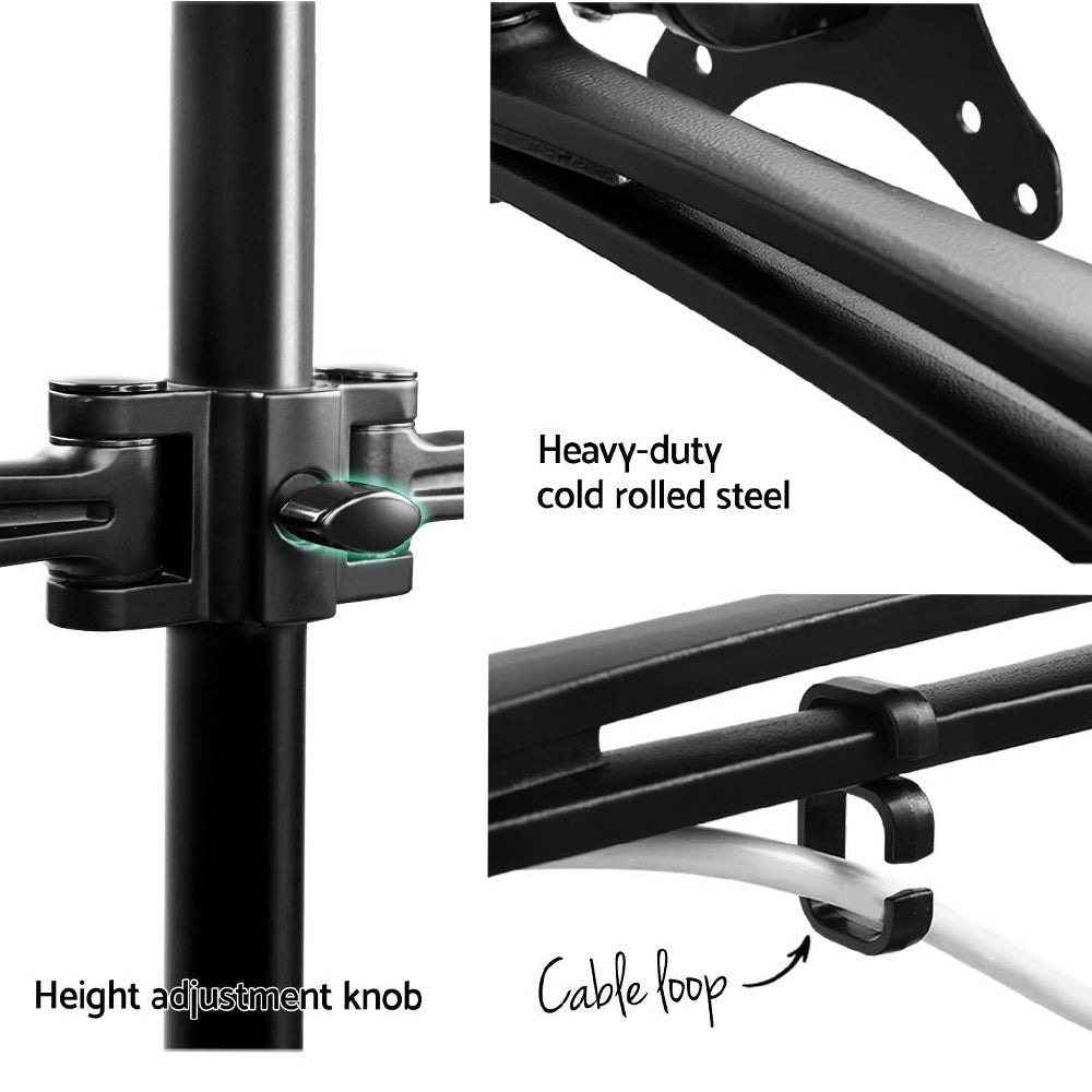 Artiss Dual Monitor Arm Desk Mount Black