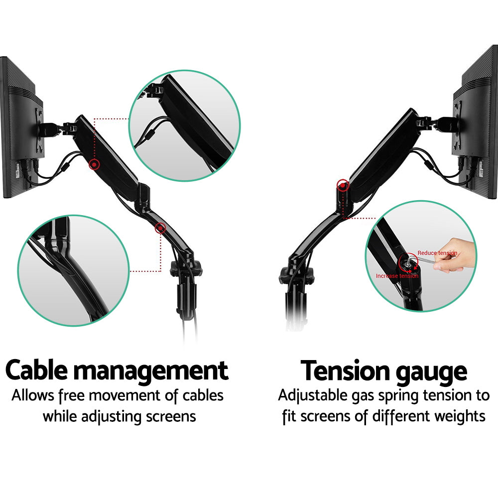 Artiss Single Monitor Arm Desk Mount Gas Spring Black