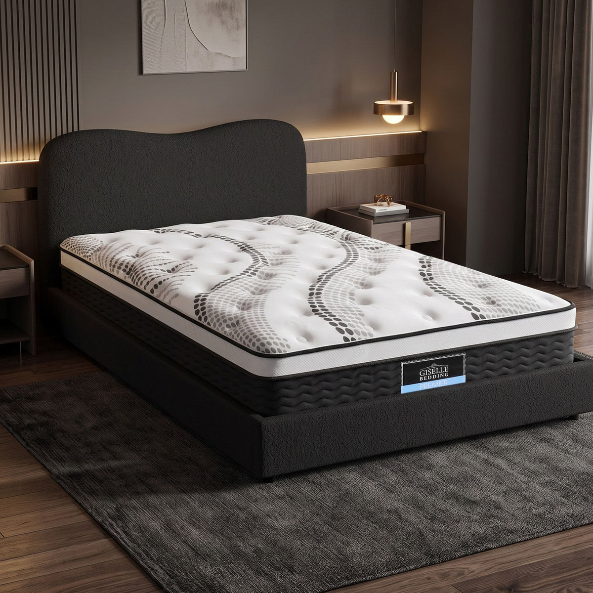 Como 32cm Euro Top King Single Mattress and DARA Boucle Bed Frame Set