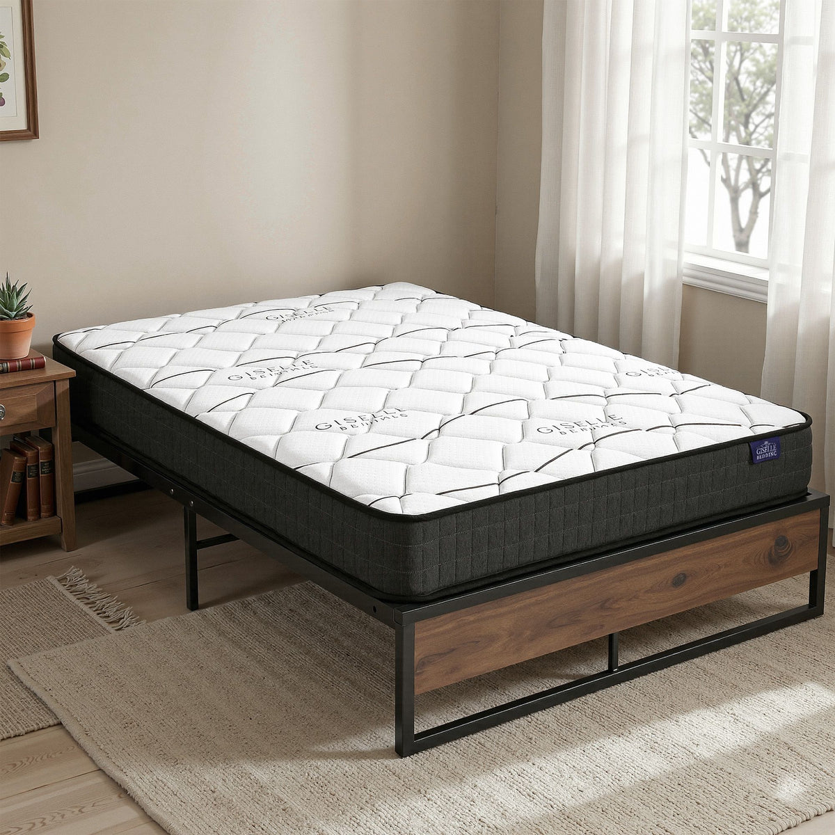 Glay Double Metal Bed Frame and Mattress Set 16cm