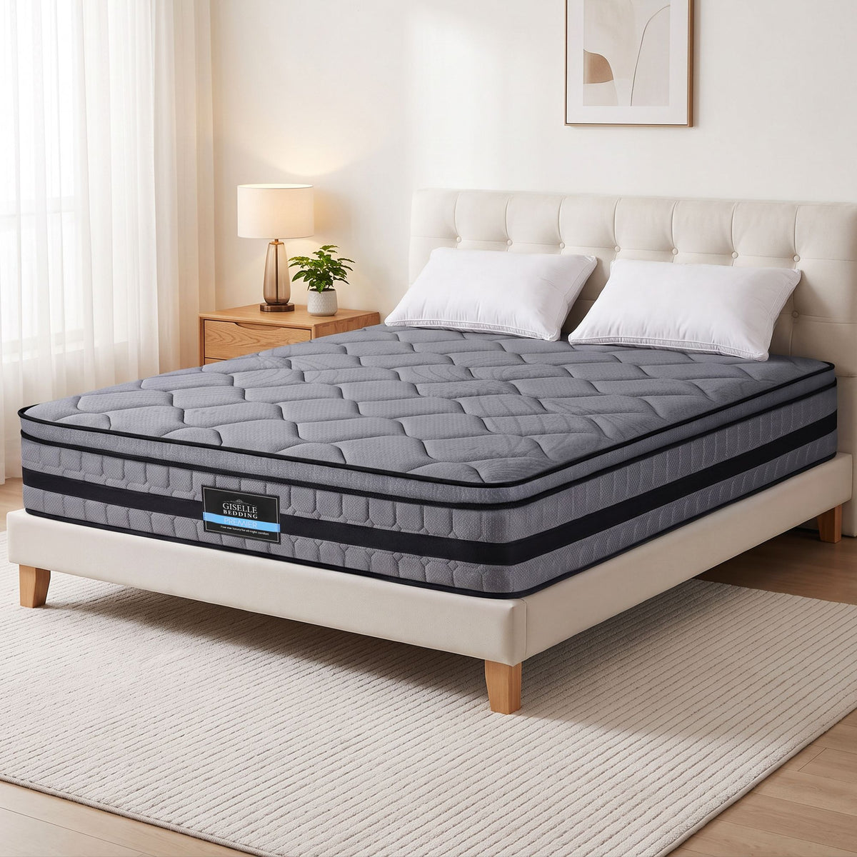 Titan King Euro Top Pocket Spring Mattress and 2 Feather Down Pillows