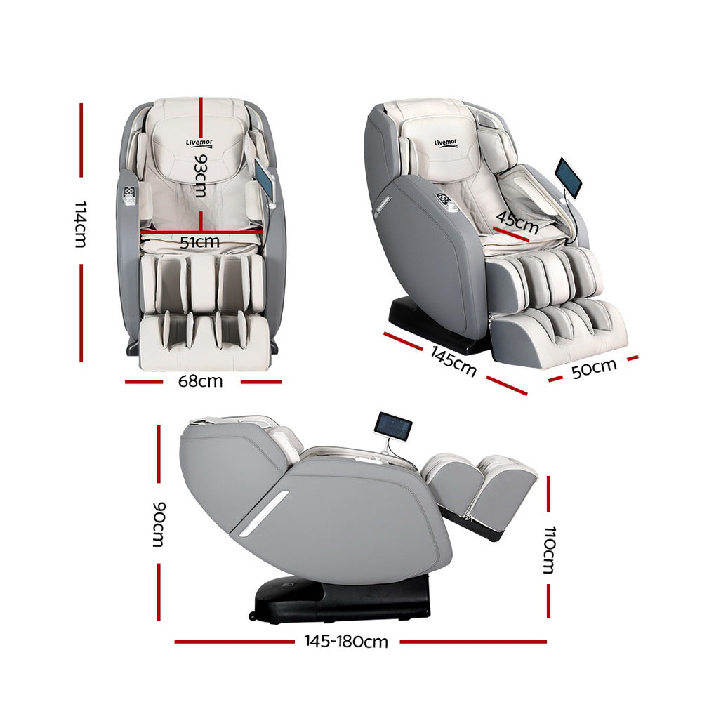 Livemor 4D Electric Massage Chair Recliner Grey