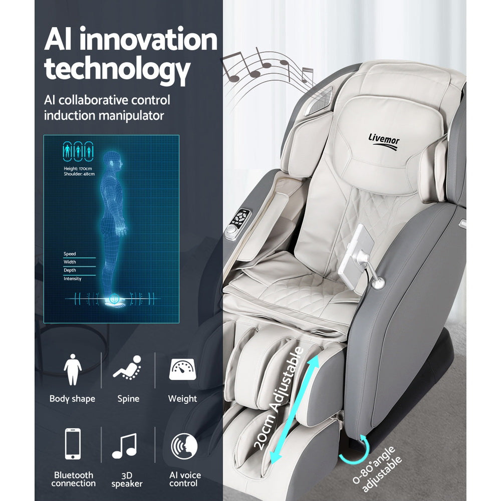 Livemor 4D Electric Massage Chair Recliner Grey