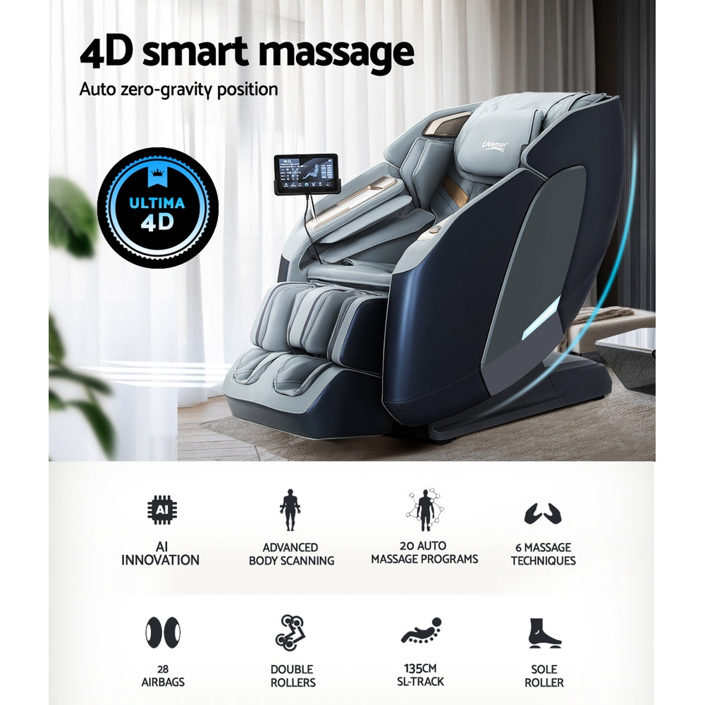 Melisa 4D Massage Chair Recliner Double Core Grey