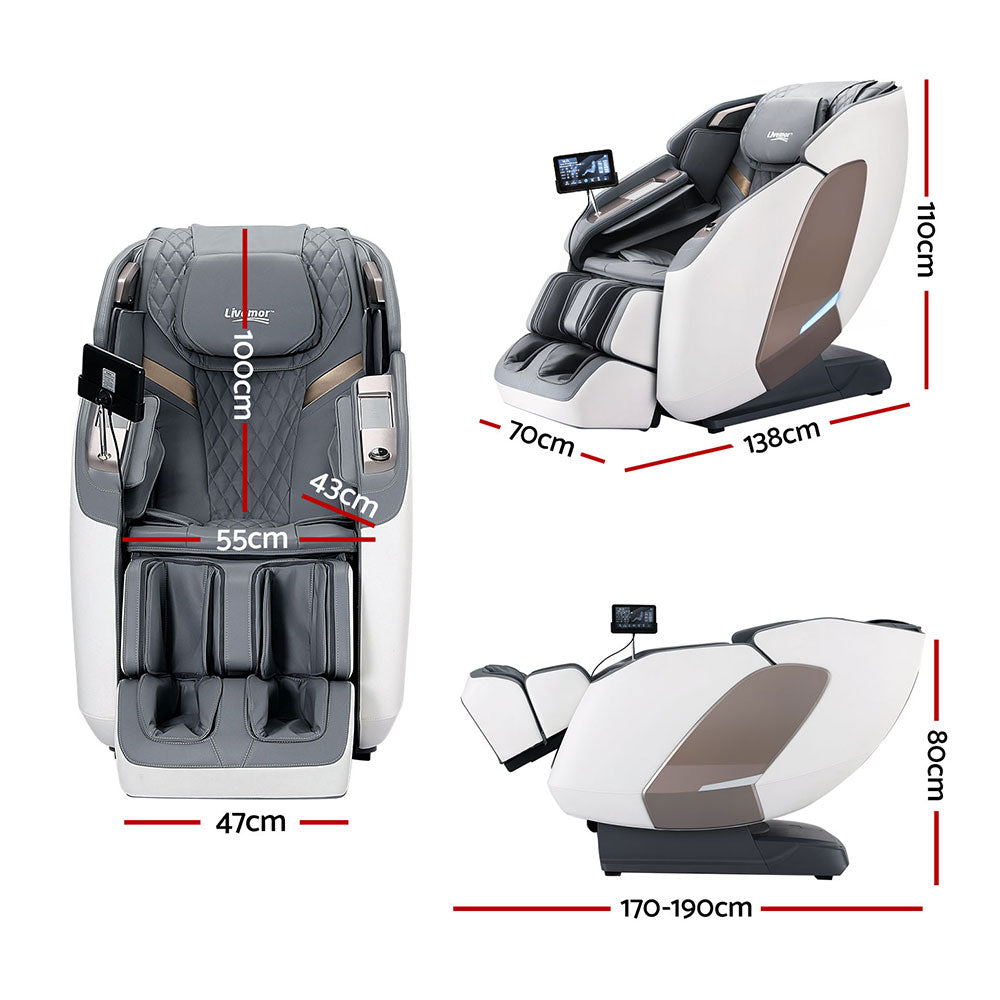 Melisa 4D Massage Chair Electric Recliner Double Core White