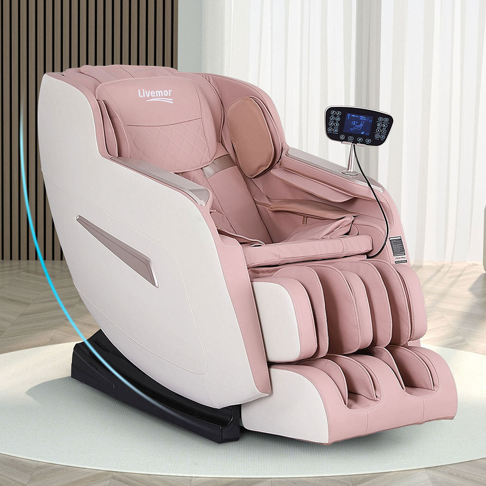 Amos Electric Massage Recliner Chair Pink Heated Therapy