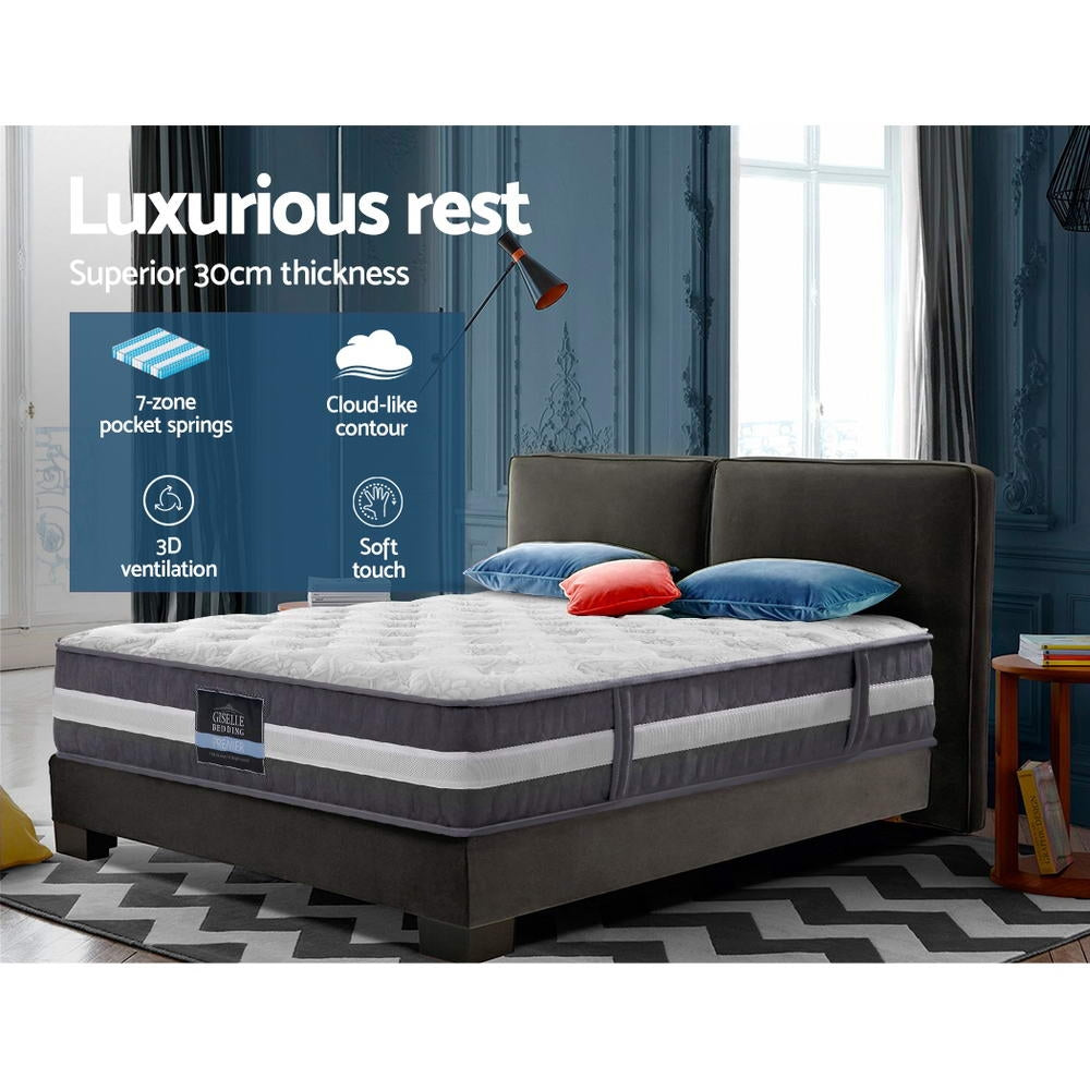 Lotus Queen Mattress 30cm Pocket Spring Medium Firm