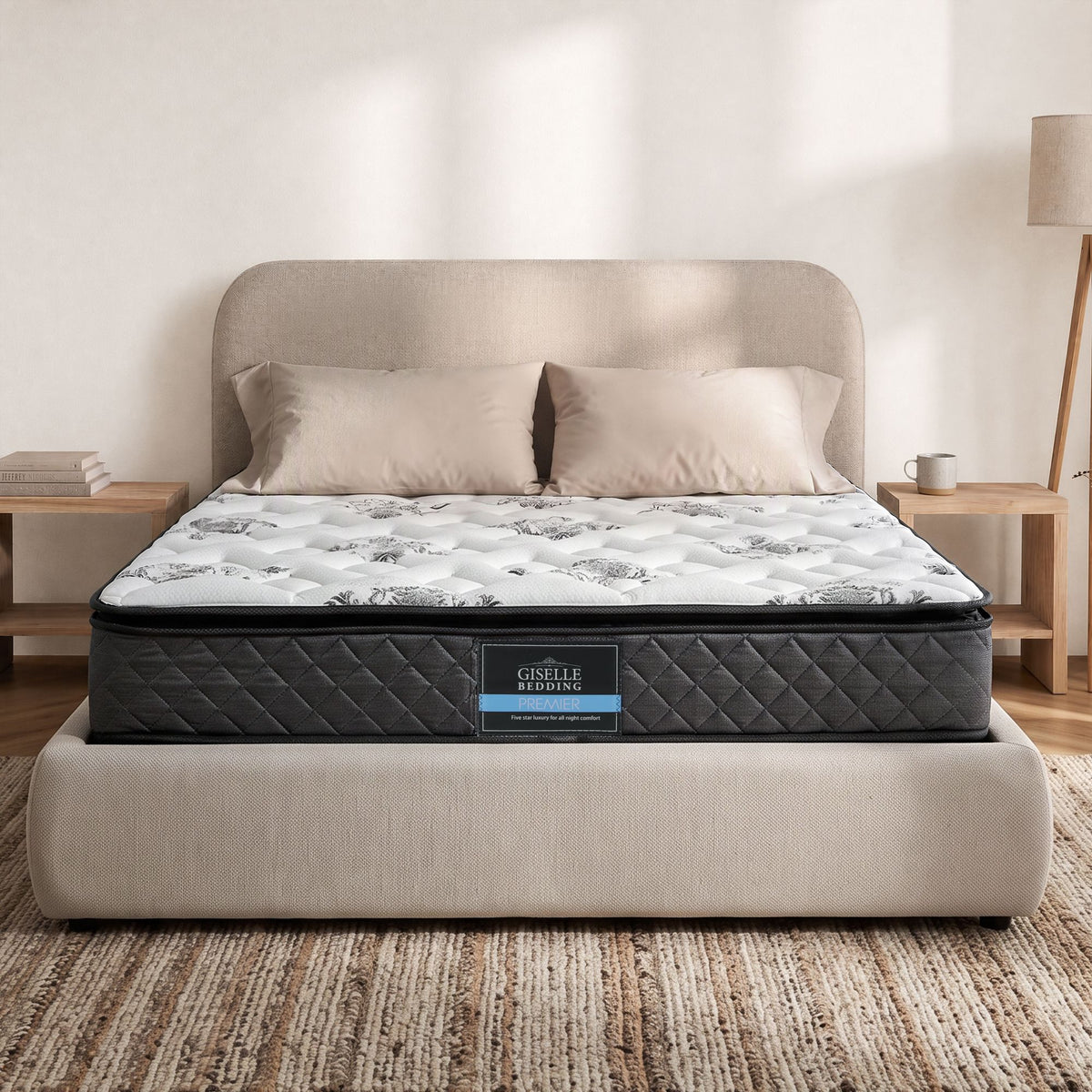 Rocco Queen Pillow Top Mattress 24cm Bonnell Spring Egg Crate