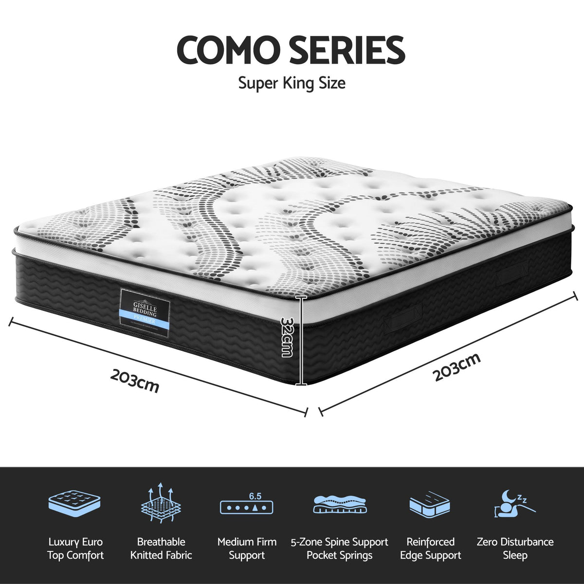 Como Series Super King 32cm Euro Top Mattress