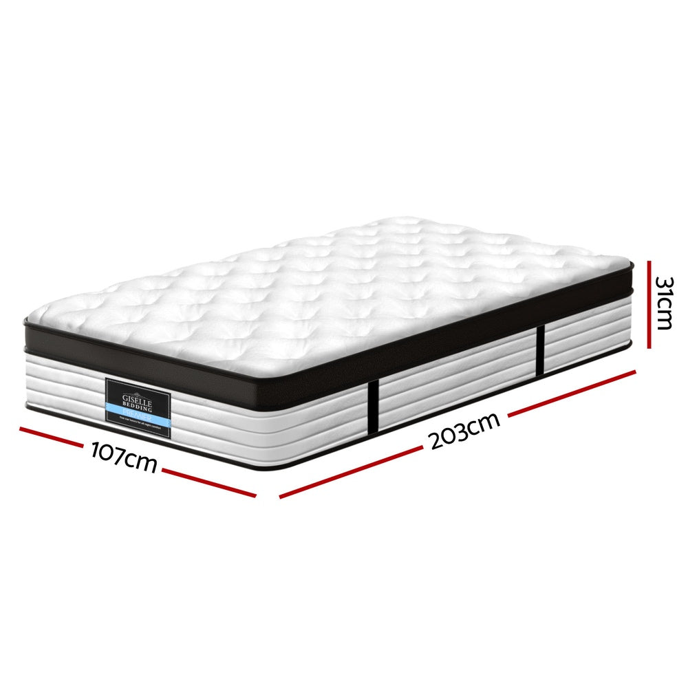 Devon King Single Mattress Euro Top 31cm Medium Firm White