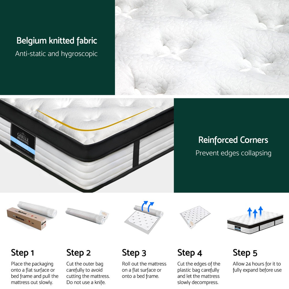 Devon King Single Mattress Euro Top 31cm Medium Firm White