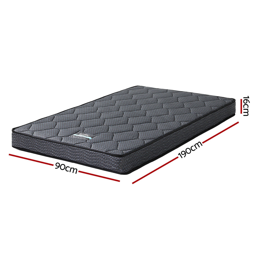Serena 16cm Single Mattress Medium-Firm Bonnell Spring Grey