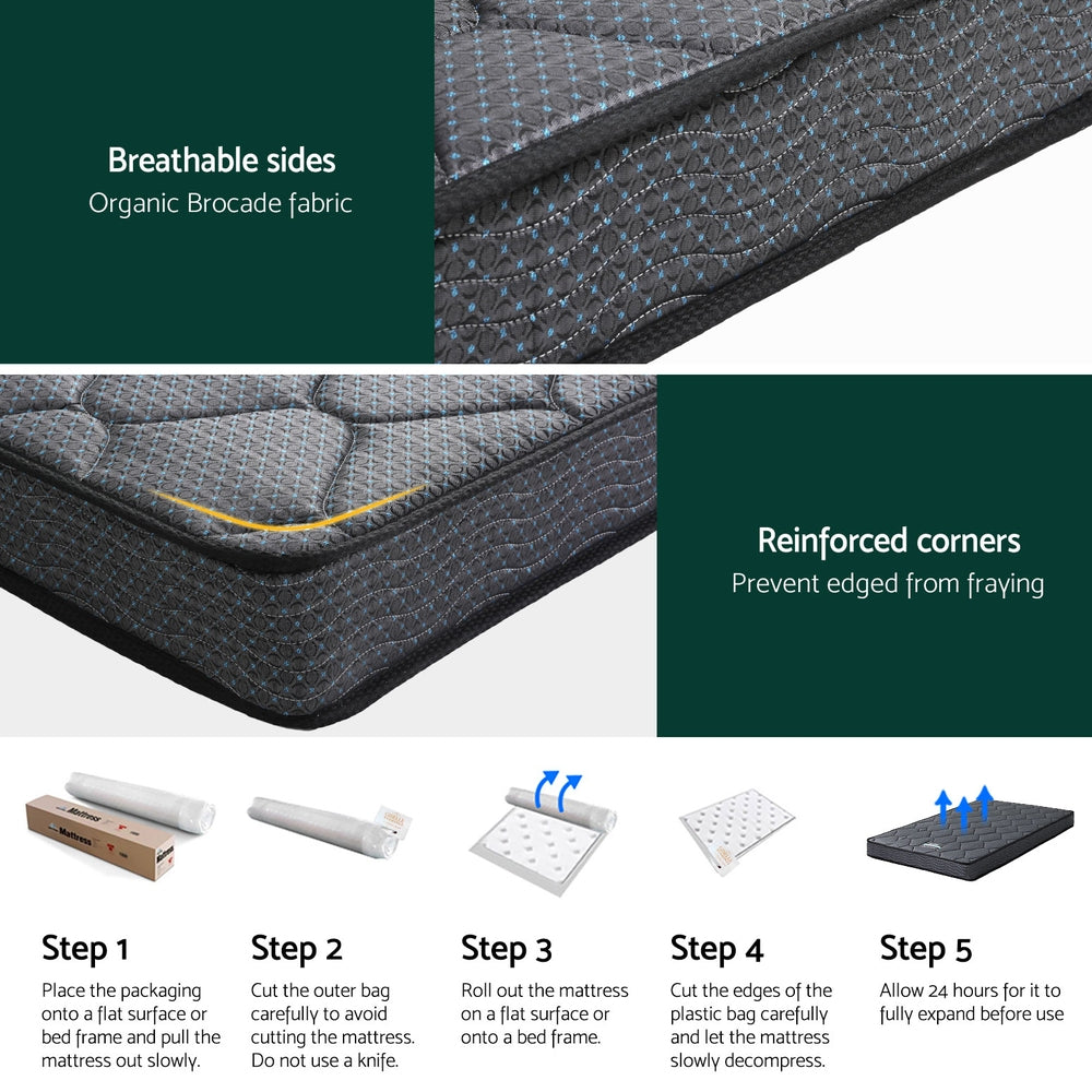 Serena 16cm Single Mattress Medium-Firm Bonnell Spring Grey