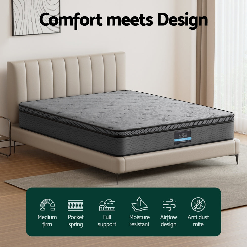 Reverie Double Mattress 26cm Euro Top Medium-Firm Grey