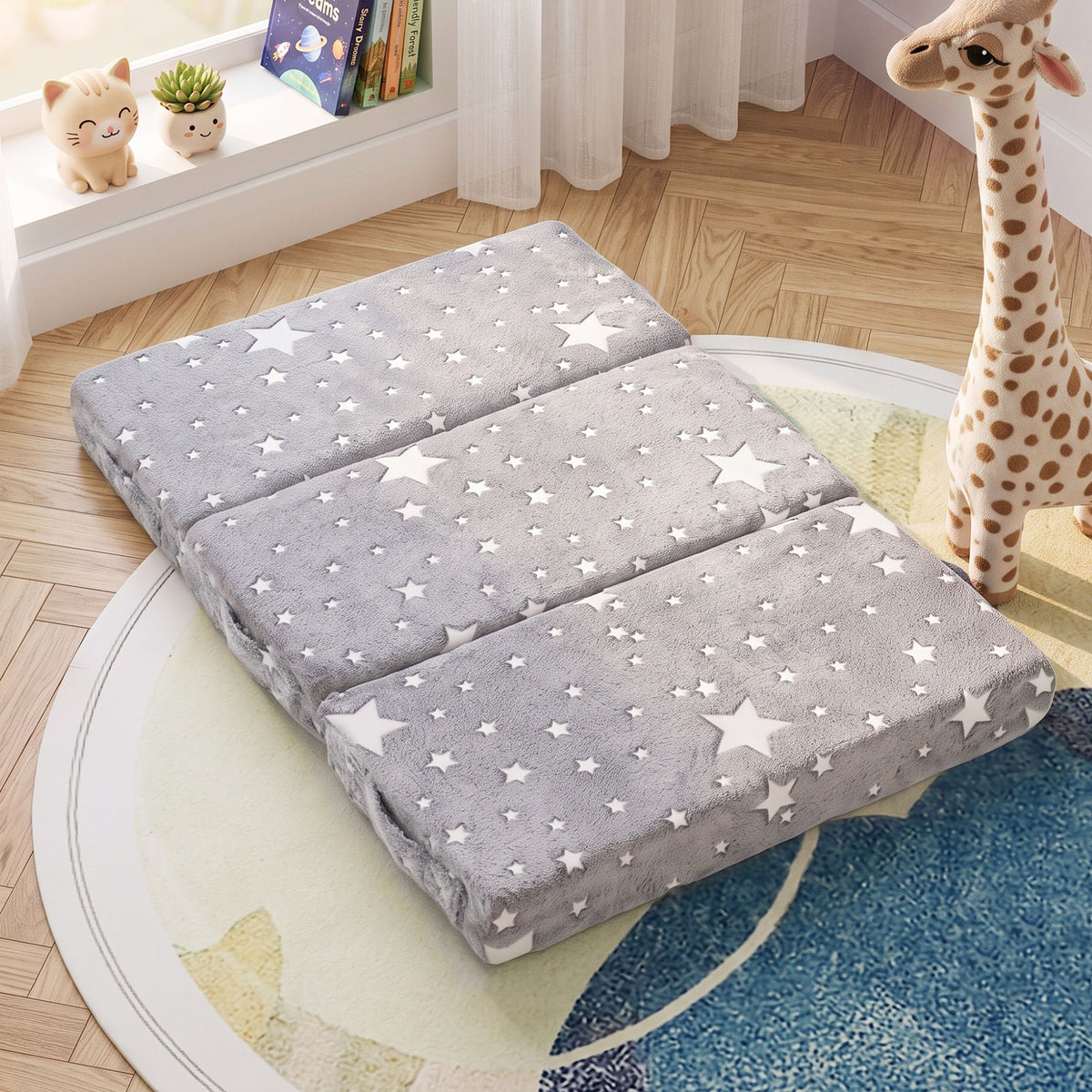 Giselle Bedding Tri-fold Travel Cot Mattress, Glow-in-Dark Cover