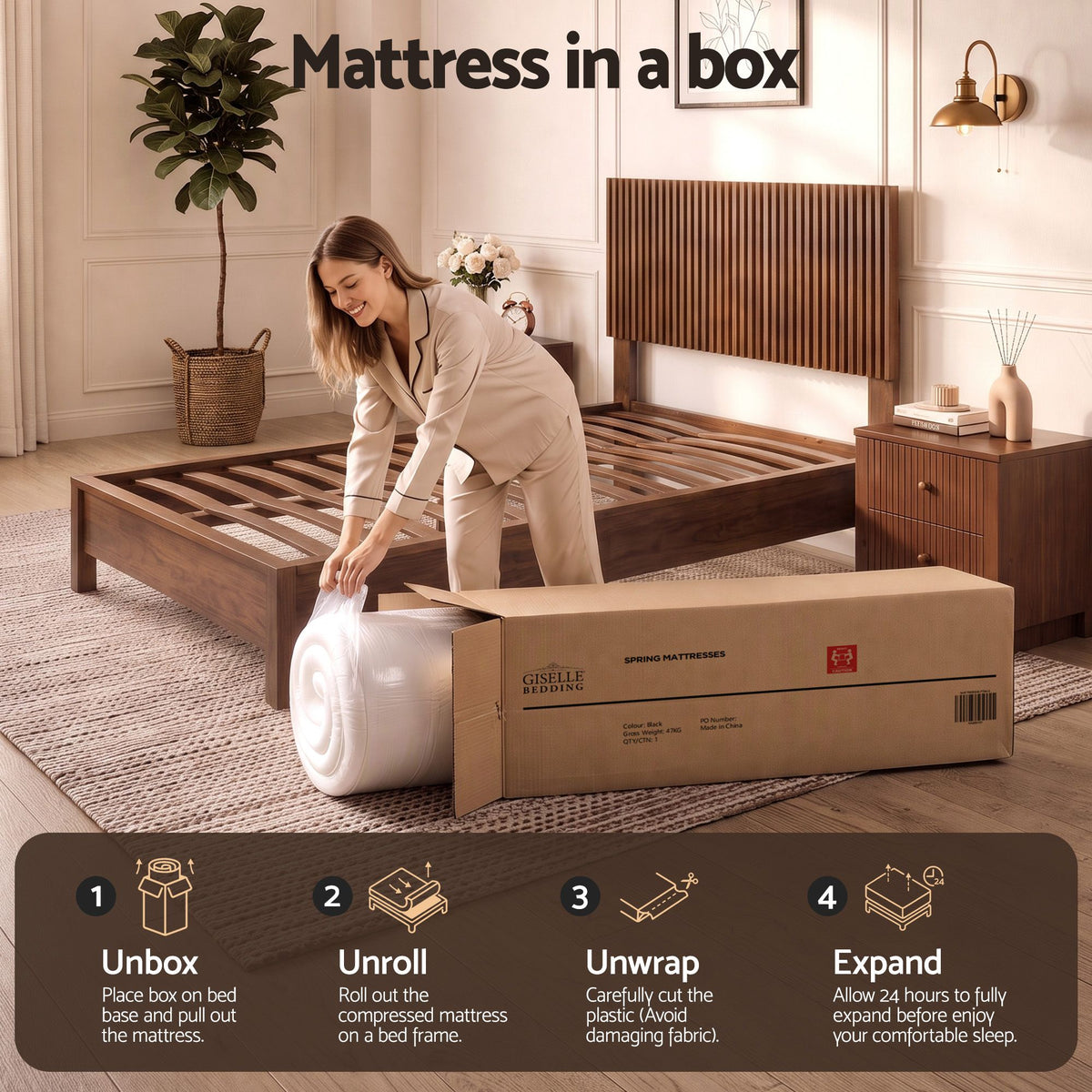Giselle 25cm Single Hybrid Mattress Soft Knitted Fabric Edge Support Gel Foam