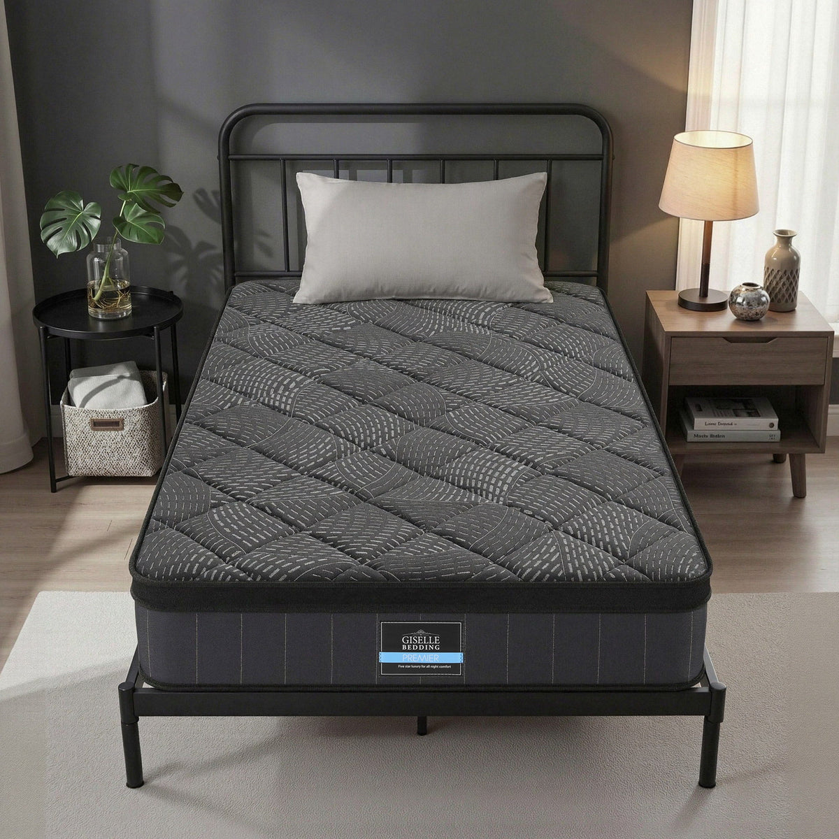 Noir Series King Single Mattress 25cm Pocket Spring Latex Medium Firm