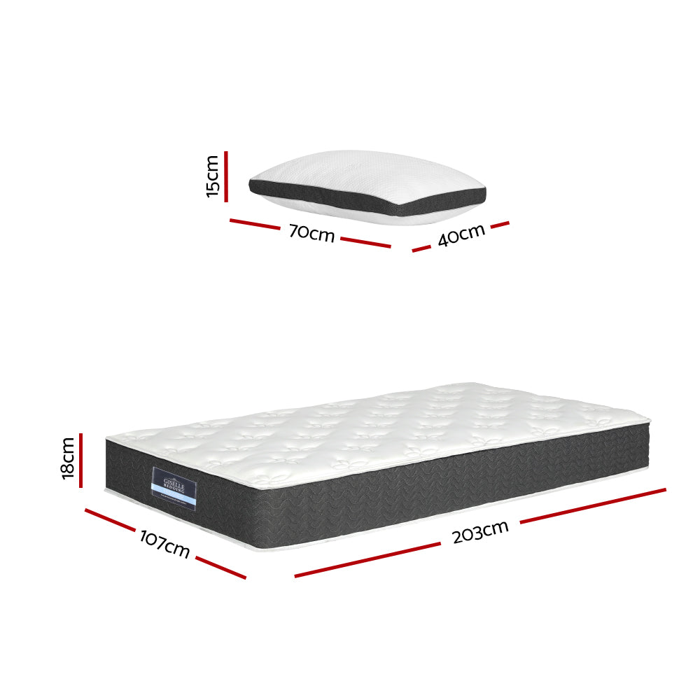 Aura King Single Mattress Medium Soft 18cm w/Pillow