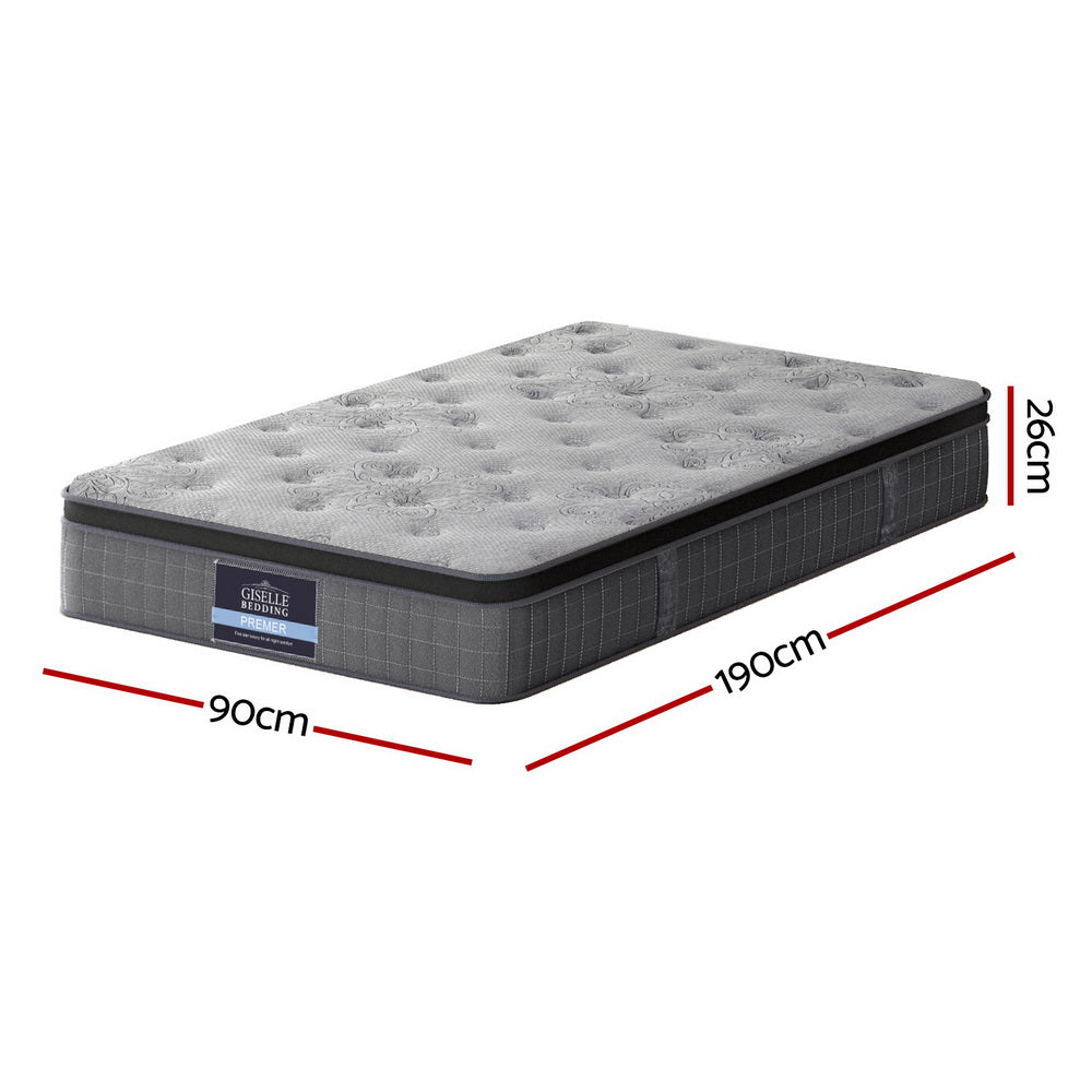 DOVE Single Mattress 26cm Latex Foam Medium-Firm Grey