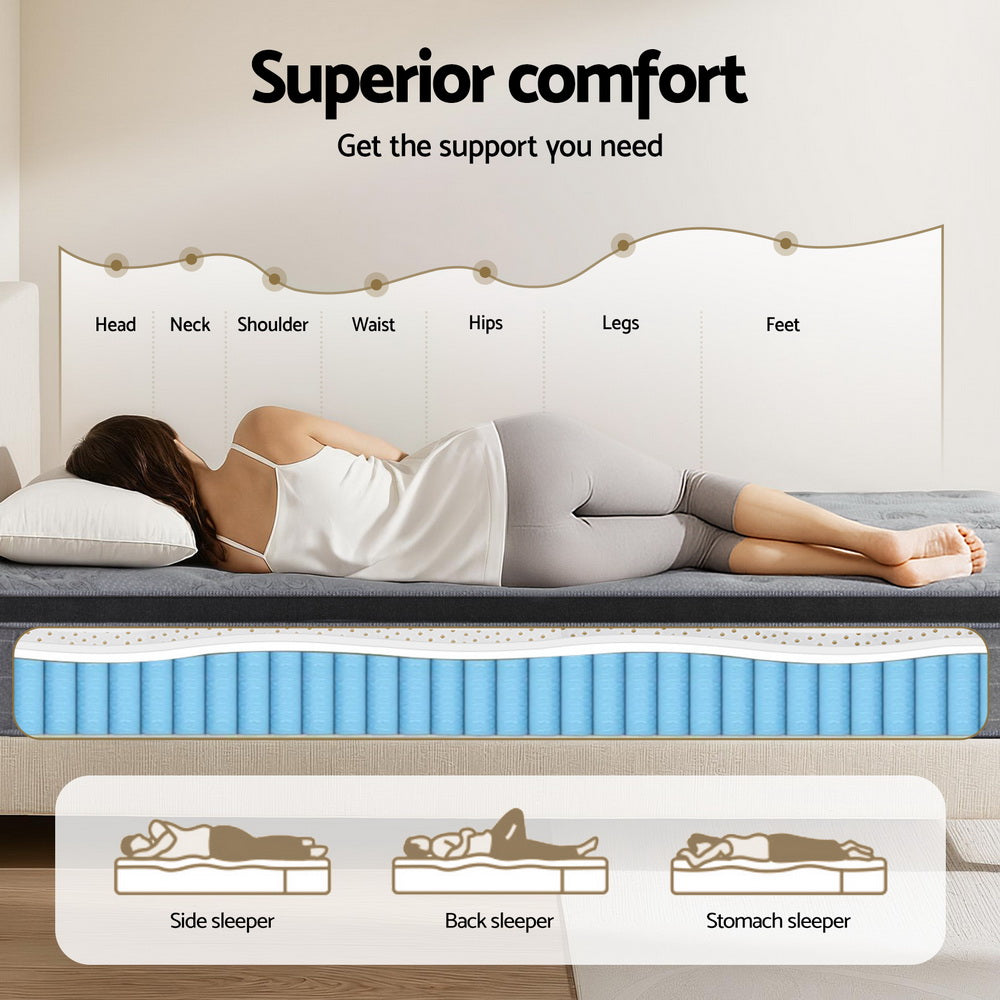 DOVE Single Mattress 26cm Latex Foam Medium-Firm Grey