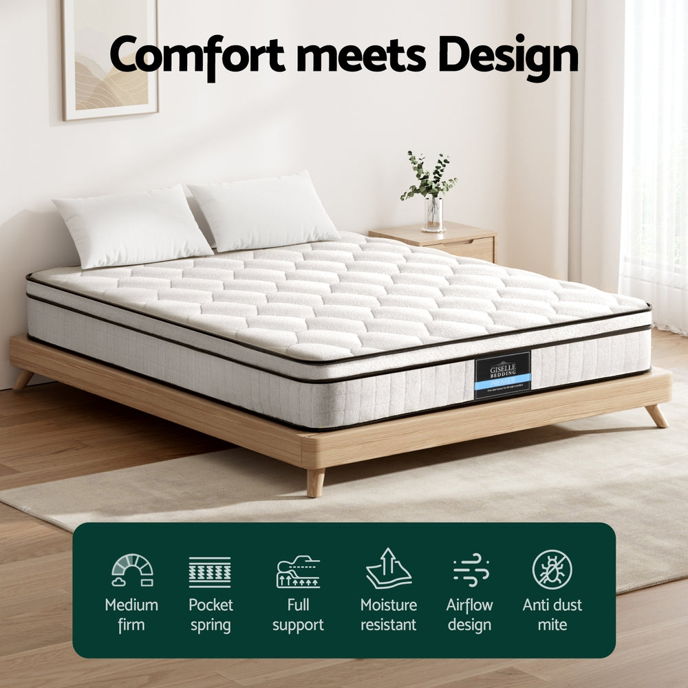 Elysium King Mattress 22cm Medium-Firm Euro Top Velvet Hypo-Allergenic