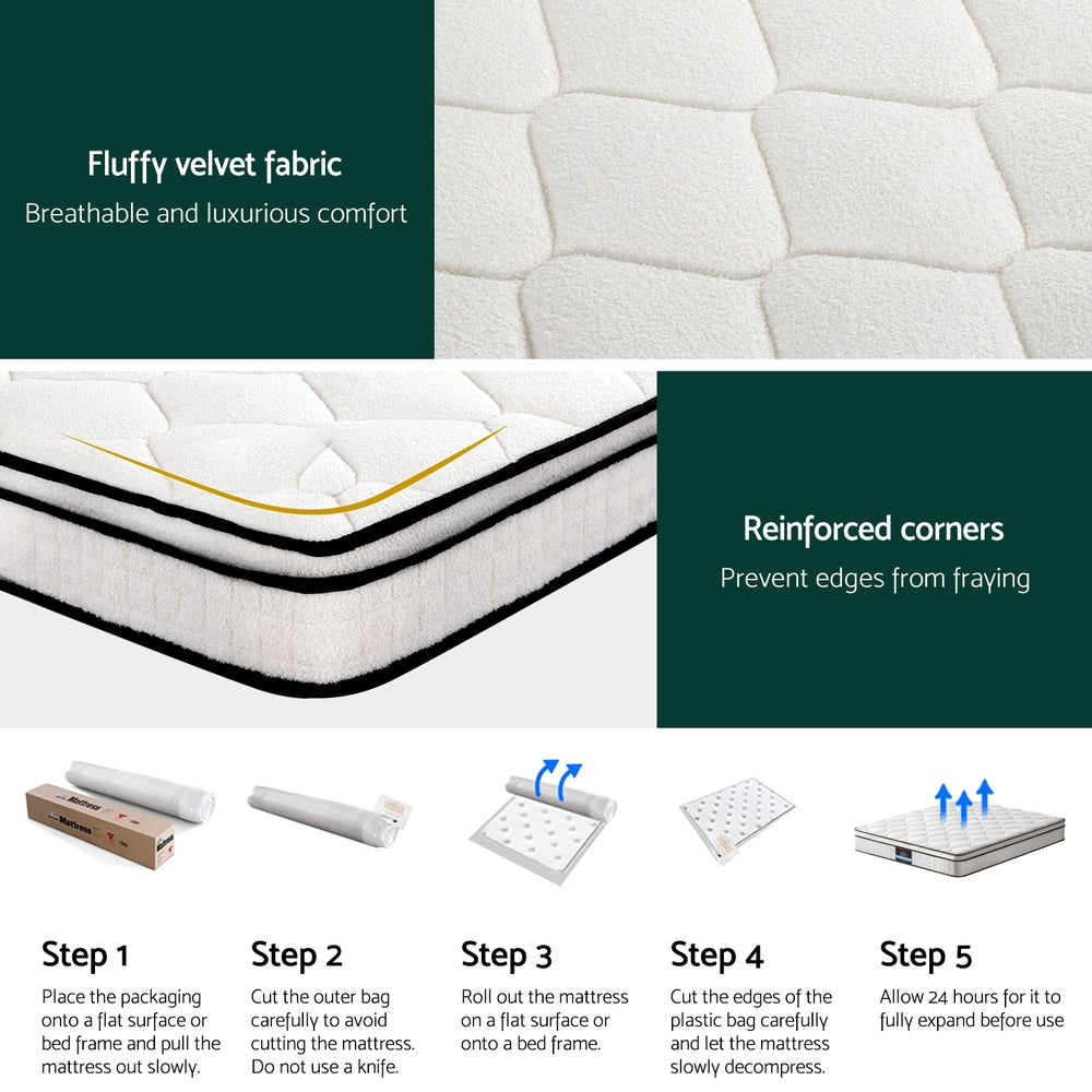 Elysium King Mattress 22cm Medium-Firm Euro Top Velvet Hypo-Allergenic