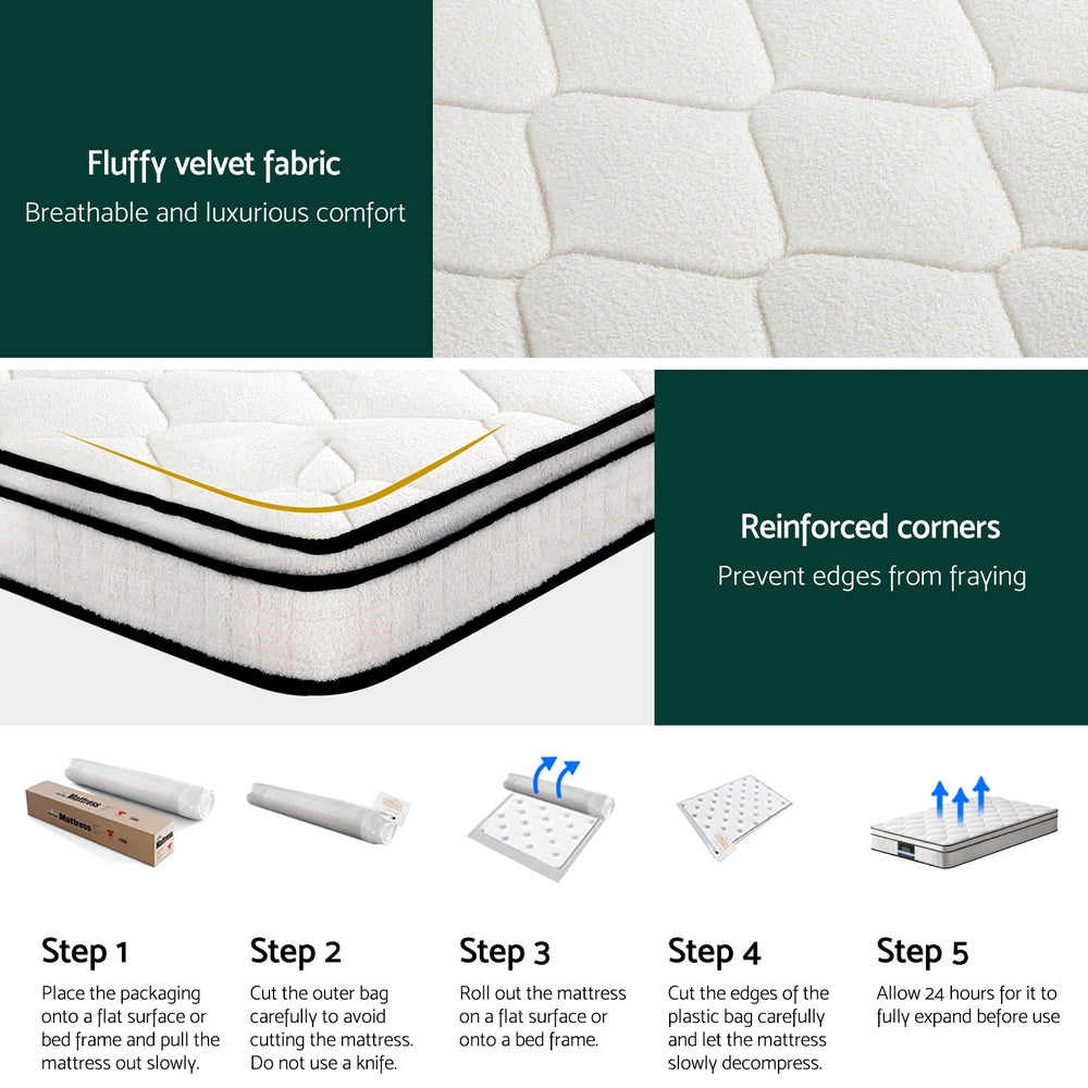Elysium King Single Mattress 22cm Medium-Firm Euro Top Velvet